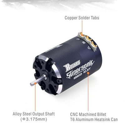 Rocket Supersonic 540 4.5T/5.5T/6.5T/8.5T/10.5T/13.5T/17.5T/21.5T Sensored Brushless Motor for 1/10 RC Racing Car (13.5T SPEC)