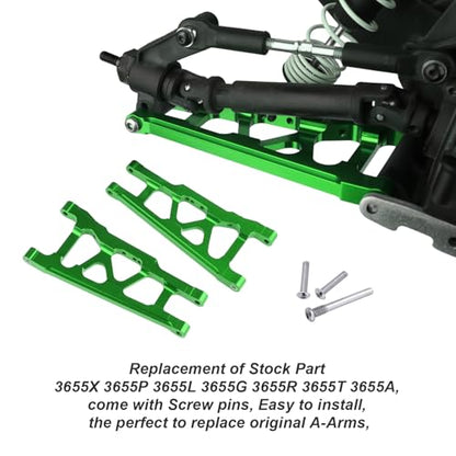Hobbypark Aluminum Suspension A-Arms Set Front & Rear for Traxxas 1/10 Slash 4x4, Stampede 4x4, Rustler 4WD VXL Upgrade Parts Option Hop Ups, Replace 3655X, Green (4-Pack)
