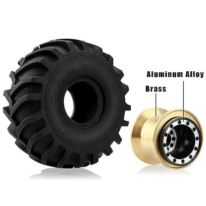 GLOBACT RC Monster Truck Wheel Tires 68 * 33mm for 1/24 SCX24 FCX24, Black - color: Black