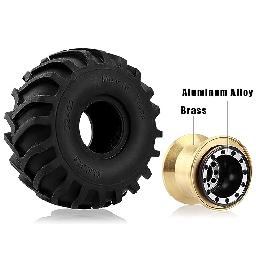 GLOBACT RC Monster Truck Wheel Tires 68 * 33mm for 1/24 SCX24 FCX24, Black - color: Black
