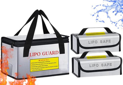 3PCS Lipo Battery Safe Bag Fireproof Charging Bag for RC Lipo Battery Pack Storage Charging Transport, Home Office Travel Lipo Safe Storage Pouch - size: Unknown Dimensions (3 pcs)
