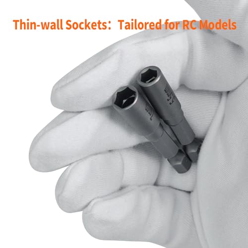 8Pcs RC Car Tools Set, JIS & Allen Bits, S2 Steel Magnetic Screwdriver Bits with Mini T-Handle Socket Wrench, 7mm Wheel Nut Tool for Tamiya Compatible Tools,RC Model Kits&Trucks