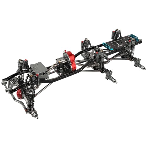 450mm Wheelbase 6x6 Chassis Frame Set with Transmission Front Middle Rear Complete Axle for 1/10 RC Crawler Car Axial SCX10 Metal DIY Upgrade (Portal axle Frame)