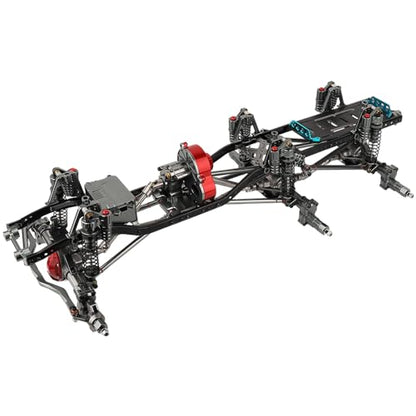 450mm Wheelbase 6x6 Chassis Frame Set with Transmission Front Middle Rear Complete Axle for 1/10 RC Crawler Car Axial SCX10 Metal DIY Upgrade (Portal axle Frame)