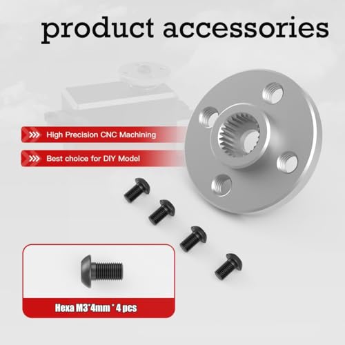 5 Pcs Universal Servo Horn Aluminum Alloy 25T Silvery Standard Servo Disc for Robot Mechanical Claw Rc Car Helicopter Mg945 Mg995 Mg996