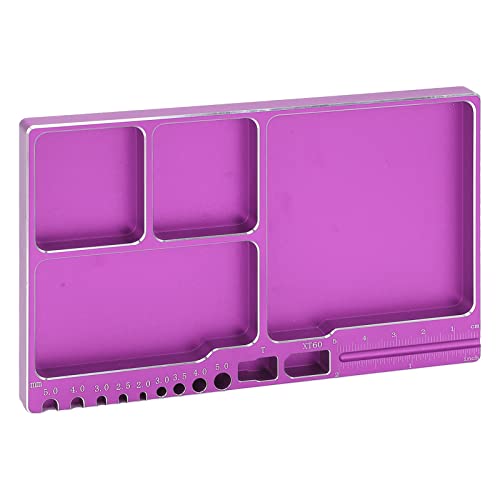 Magnetic Screw Tray, RC Aluminium Alloy Screw Tray, Adsorption Widely Used Magnetic Parts Tool Tray for RC Model Toy Repair Mat Electronic Repair Kit Tool Organizer (Purple) - color: Purple