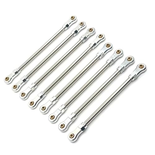 Rc Upgrade Spare For YIKONG YK4106 YK4107 1/10 8pcs Metal Pull Rod Link Rod Linkage RC Crawler Car Upgrade Parts Accessories(Silver) - color: Silver
