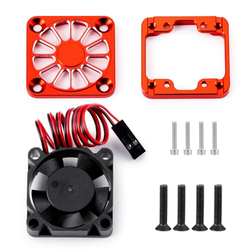 LSG ESC Heat Sink Cooling Fan for Tra-xxas Mini Maxx/Slash 4x4 XRT VXL 3S | Motor Heatsink Cooling Fan Dual Set Compatible with Tra-xxas 1/10 Slash/Stampede/Rustler RC Car Upgrade Parts - color: Red