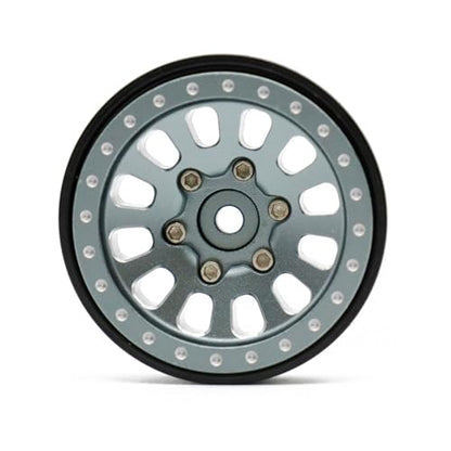 1.3” Brass Beadlock Wheels, -5.40mm Offset CNC 7 mm Hex Rims for 1/18 1/24 RC Crawler TRX4M, Axial SCX24 AX24, Redcat Ascent-18, FMS FCX24, 4 pcs, Gunmetal Gray - color: Gunmetal-gray