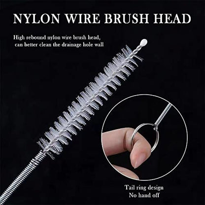 OFBAND 60" Extended Sunroof Drain Cleaning Tool - Stainless Steel 90°Flexible Drain Brush with Soft Nylon Wool for Drainage Pipes Cleaning - Car Detailing Kit Interior Cleaner
