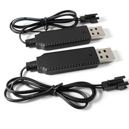 3.7V Battery Charger Cable with SM-2P Plug USB Li-ion Battery Charger for Bunch O Bubbles, Bubble Bazooka Machine Gun, Mini RC Amphibious Stunt Car Boat Trucks 3.7 Volt Li-ion and Li-Po Battery,2Pcs