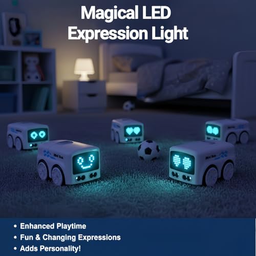 Magic Mini Bus Toy – Interactive Inductive Magic Follows Line Car with Cute LED Lights, Gesture-Follow & Smart RC Control & Follow/Escape Modes – STEM Toy for Ages 5 6 7 8 Boys & Girls (White) - color: White