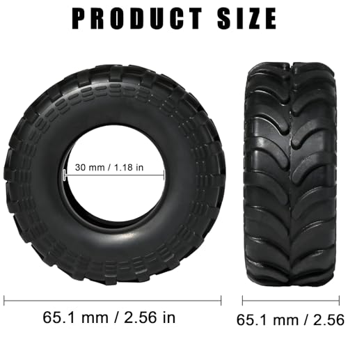 1.3" Tires for SCX24 & TRX4M 63.2 26.7mm RC Crawler Tires Upgrades with Foam Inserts Compatible with Traxxas Axial 1/18 1/24 Scale RC Cars Aggressive Mud Terrain Sticky Crawler Design - size: 1.3-66mm-rzt
