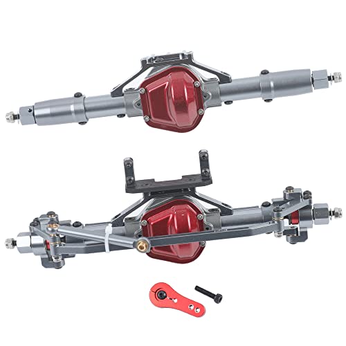 1:10 Rock Crawler Axle, Aluminum Alloy Front and Rear Axle for Axial SCX10 RC Crawler Car (Titanium) - color: Silver