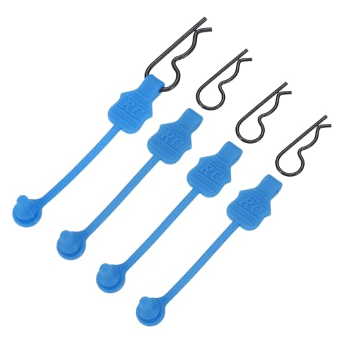 MECCANIXITY 4 Pcs RC Body Clip Retainers, 1.2mm Rod RC Clips Shell Fixed Buckle Lock Springy R Pins Shell Replacement Parts for All 1/8 1/10 Scale Model Car Crawler Truck(Blue/Black) - color: Blue Tab Black Clip