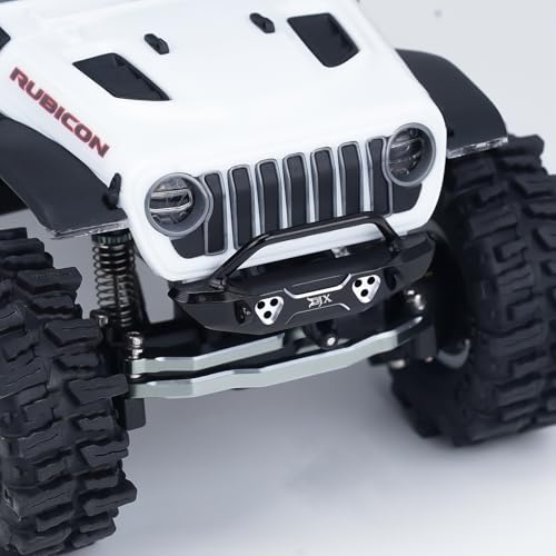 DJX Aluminum SCX30 Front & Rear Bumper w/Tow Hook for 1/30 Axial SCX30 Jeep Wrangler JLU Upgrades (Black)