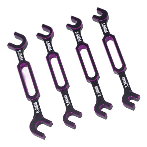 SUNGOOYUE 4PCS RC Wrench, Aluminum Alloy Turnbuckle Nut Ball Joint Remover with 3.0mm 3.2mm .5mm .7mm 4.0mm 5. 5.5mm 6., for RC Car Boat Drone Crawler Truck Plane Robot DIY (Purple) - color: Purple