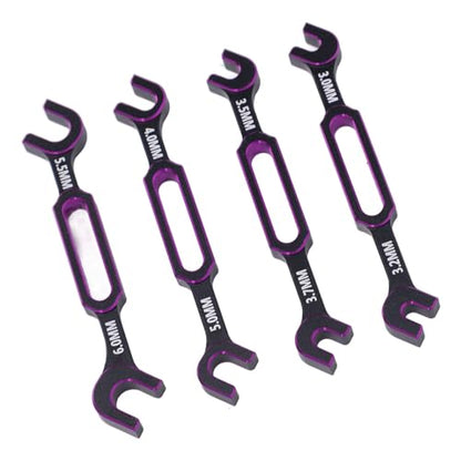 SUNGOOYUE 4PCS RC Wrench, Aluminum Alloy Turnbuckle Nut Ball Joint Remover with 3.0mm 3.2mm .5mm .7mm 4.0mm 5. 5.5mm 6., for RC Car Boat Drone Crawler Truck Plane Robot DIY (Purple) - color: Purple