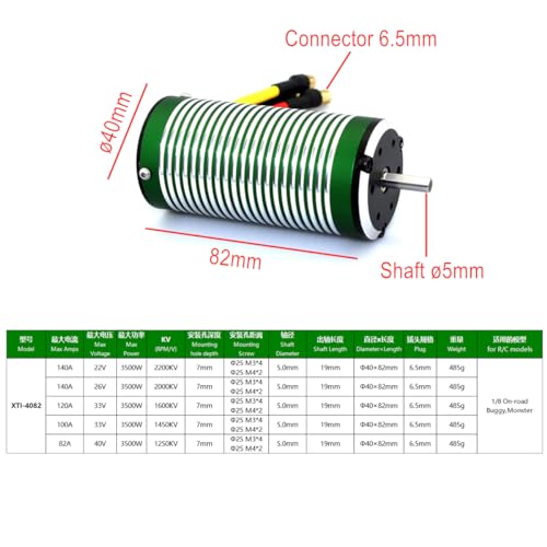 4082 2200KV Brushless Motor Shaft Diameter 5MM for 1/8 Scale On-Road Buggy Drift Racing RC Car - size: 2200KV