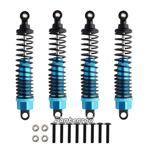 4Pack 1/10 RC Truck Car Adjustable Shock Absorber Damper 108004 Upgrade Parts 108mm Oil 108mm Oil Adjustable Alloy Aluminum Shock For 1:10 HSP 94188 94108 94111 Redcat Volcano (Blue) - color: Blue
