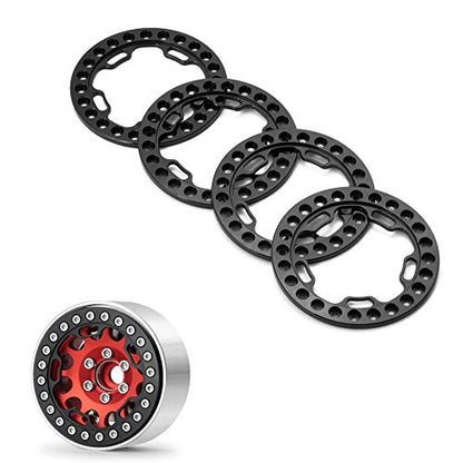 Aluminum Alloy RC Beadlock Wheel Rim Replacement Ring for 1:10 Crawler RC Car 1.9" Wheels/Rims-Pack of 4pcs (Matte Black) - color: Matte Black