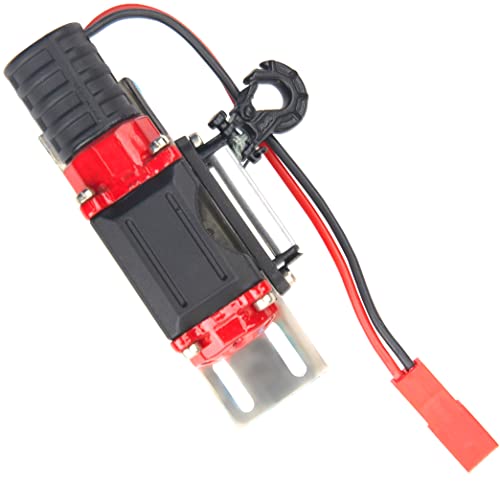 RC Crawler Winch w/Steel Wire Compatible with Traxxas TRX4 Axial SCX10 90046 RC4WD D90 Redcat Gen8 1/10 RC Crawler Car Option Part (Red) - color: Red