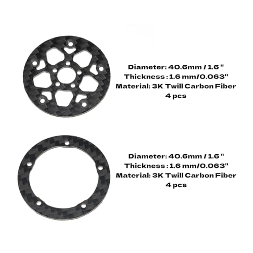 1.6" (40.6mm) Super Wheels, Carbon fibre Beadlock Wheel fit for SCX24 TRX4M FCX24 FCX24M CR18P 1/24 1/18 RC Crawlers Upgrade, Style A, Standard - color: Black, size: Style A