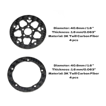 1.6" (40.6mm) Super Wheels, Carbon fibre Beadlock Wheel fit for SCX24 TRX4M FCX24 FCX24M CR18P 1/24 1/18 RC Crawlers Upgrade, Style A, Standard - color: Black, size: Style A