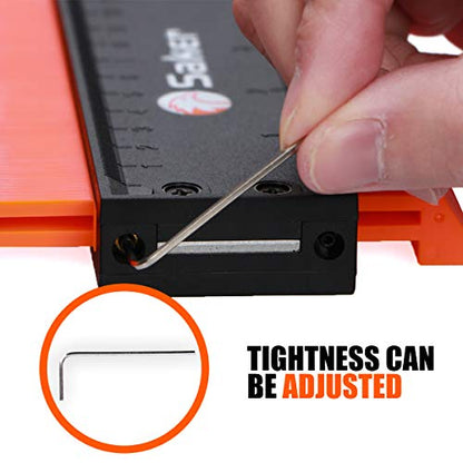 Saker Contour Gauge Duplication-Adjustable Lock-Precisely Copy Irregular Shape-Irregular Woodworking Tracing-Must Have Tool for DIY Handyman Men Husband Dad 10 Inch+5 Inch - style: 5+10inch Orange