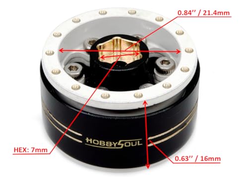 HOBBYSOUL Brass 1.0 Beadlock Wheels Negative Offset Weight 38g/Rim Adjustable Offset 1.0 Wheels Heavy Rims for RC Micro Crawler 1/18 TRX4M Axial SCX24 90081, (4-Pack) - color: White & Black