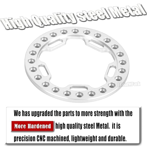 Metal 1.9 Beadlock Wheels Replacement Ring for 1/10 TRX4 SCX10 90046 90047 Crawler RC Car,4Pcs RC 1.9 Beadlock Wheels Replacement Ring,Silver - color: Silver - (Beadlock Ring)
