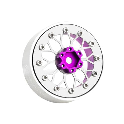 4PCS Grade 5 Titanium Wheel Face Aluminum 1.3 Inch Wheels Hubs for 1/24 Axial SCX24 FCX24 1/18 TRX4M Redcat Ascent-18 HPI Venture18 Upgrade Parts - color: Purple