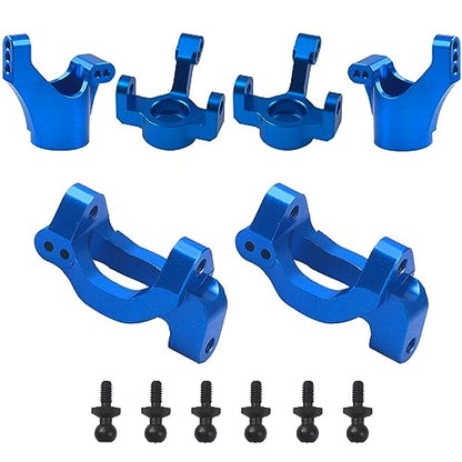 Aluminum Steering Blocks Caster Blocks C-Hubs Stub Axle Carriers Knuckles Set C-Cup Upgrades Parts Compatible with 1/18 LaTrax Teton Desert Prerunner Rally RC Car,Replace #7532 7552X (Blue) - color: Blue