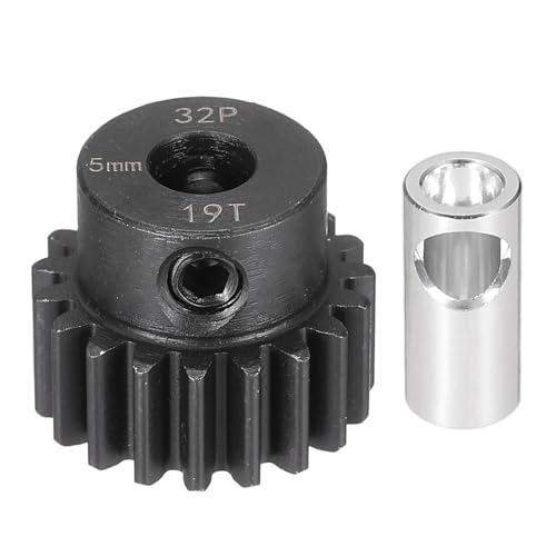 MECCANIXITY Steel 32P Gear Set with Gear Adapter 19T 5mm Shaft Motor Gears for RC Vehicles Truck Drift Car Part, Black - size: 19T