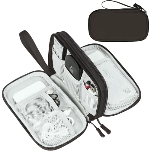 FYY Electronic Organizer, Travel Cable Organizer Bag Pouch Electronic Accessories Carry Case Portable Waterproof Double Layers All-in-One Storage Bag for Cable, Cord, Charger, Phone, Earphone Coffee - color: Coffee, size: Small