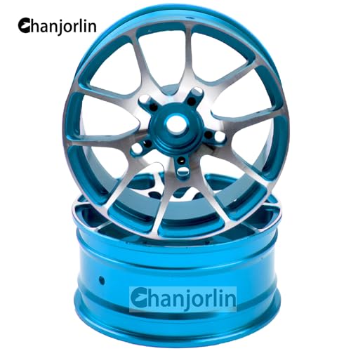 1/10 RC On Road Drift Wheels Rims Hex 12mm Metal Rally Racing Hubs for 1:10 Scale Touring Street Car Tires Tyres Tamiya TT01 TT02 HSP 2S 3S Brushless HPI KYOSHO XV02 XV01 4PCS (Blue) - color: Blue