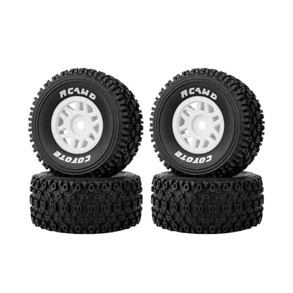 RCAWD Mojave Grom & 1/16 Slash 4X4 Pre-Glued Wheel Tire Sets, Balance Grip & Durability Nylon Rubber 12mm Hex Adapter 4mm for Traxxas & ARRMA Upgrade Parts All Terrain Adaptation 4pcs White - color: White