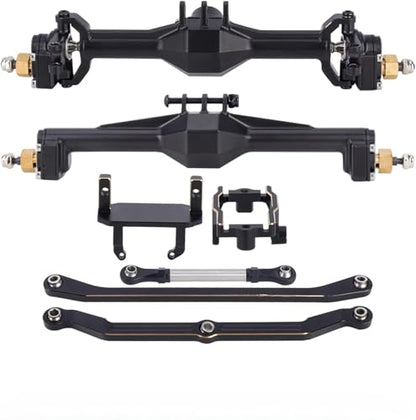 1/18 TRX4M Portal Axle,109.6g Aluminum CNC TRX4M Axle, Extended +10mm TRX4M Portal Axles with Two Servo Mount Options, for RC Crawler Car TRX4M Axle Upgrade Parts (Black)