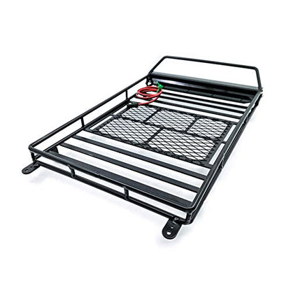 DKKY Luggage Carrier Roof Rack with LED Light Bar for 1/10 RC Crawler Car Axial SCX10 90046 TRX4（245 X 150mm）