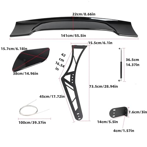 Universal 55" Spoiler GT Racing Chassis Mount Big Wing Accessories | (for Most Vechicls), Adjustable, Metal Support Brackets, Nice Clean Look Mods, Aggressive Look - style: 55Inch-Chassis Mount Style
