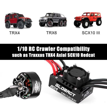 GLOBACT 3625 2250KV Brushless Motor & 80A ESC for 1/10 TRX4 SCX10 - size: 2250KV