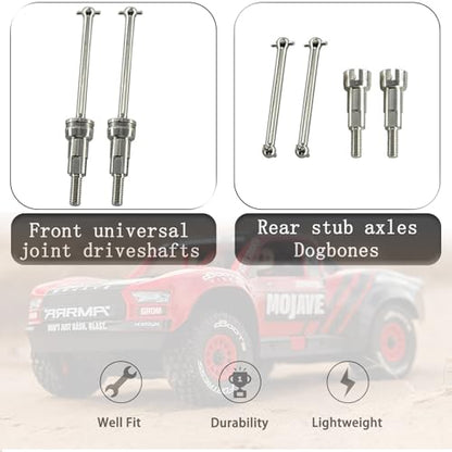 Steel Drive Shaft Kit Front & Rear (Universal Shafts/Rear stub axles/Dogbones/Hexes) - Compatible with ARRMA 1/16 Mojave GROM Series Desert Trucks (ARA2104/ARA2304/ARA2304S) - color: Silver, size: Hex Blue