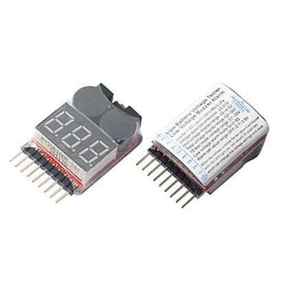 DEVMO 5pcs 1S~8S LiPo Life LiMn Voltage Checker Tester, Low Voltage Warning Alarm Buzzer with LED Indicator fit Remote Control Helicopter Spare Parts Monitor