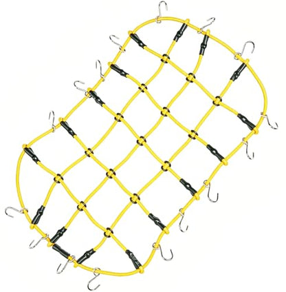 1/10 RC Elastic Cargo Net 19×12cm with Hooks, Scale Luggage Net for TRX4 | Compatible with TRX4 SCX10 D90 Axial 90046 1/10 RC Crawler Truck Accessories (Yellow) - color: Yellow