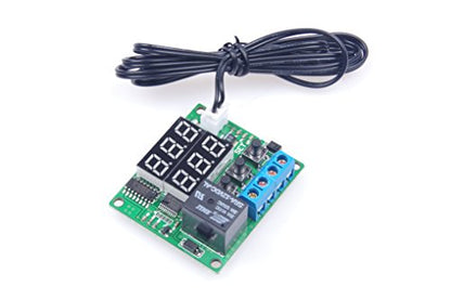 DC 12V Digital Thermostat Module -58℉ to 257℉ Fahrenheit Temp Display Temperature Controller Board with 20A Relay Waterproof Sensor Probe Dual LED Display Red Blue