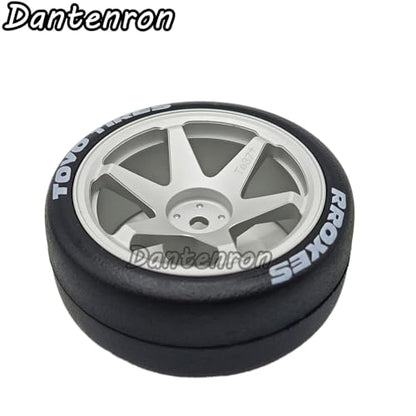 1/10 RC Drift Aluminum Wheels and Tires OD 65mm 1/12 Hard Drift Racing Tyres 12mm Hex for 1:10 Rally Street On Road Touring Car Tamiya TT01 TT02 XV01 TA06 A959 PTG2 KYOSHO 4PCS (Silver) - color: Silver