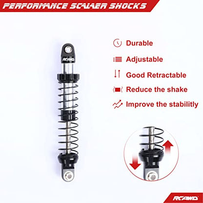 RCAWD for UTB18 Capra Shock Absorber Upgrades, Front & Rear RC Shocks Parts #AXI213004#AXI213000, for Axial 1/18#AXI01002 Black - color: Black