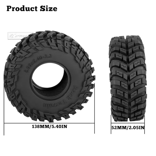 2.2 Inch RC Crawler Tires for 1/10 TRX4 SCX10 Capra AMG 6x6 Gen8 Everest Gen7 Pro Off-Road Vehicles,All-Terrain High Grip Soft Rubber Tires w/Deep Tread & Foam Insert,StyleB - style: StyleB(4pcs)