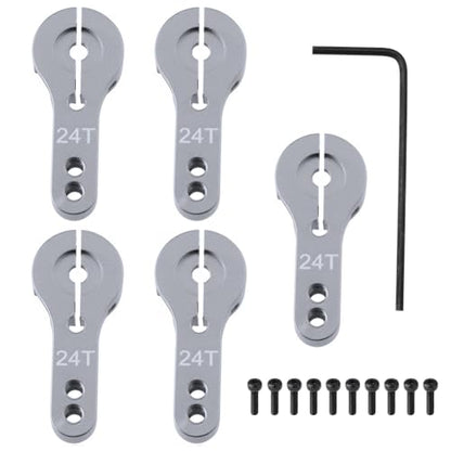 Hobbypark 5-Pack Metal 24T Aluminum Servo Horn M3 for Hitec Steering Arm RC Car Plane Parts