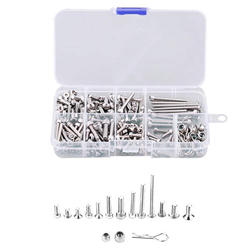RC Screw Kit, Durable Stainless Steel Rust-Resistant, Screw Set with Box for Off-Road RC Trucks, Hobbyists, Maintenance and Repair